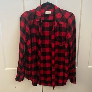 Women’s Buffalo check Black and Red Plaid Flannel Button-Up